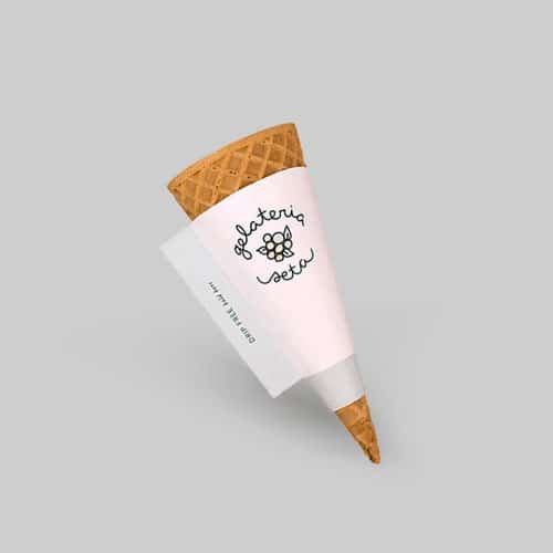 Custom ice cream cone sleeve with minimalist design and branding