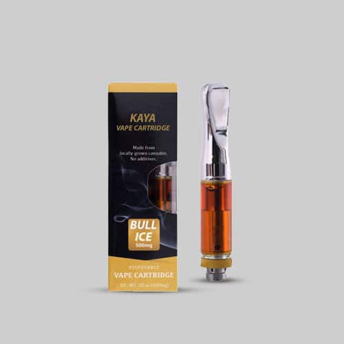 Custom vape cartridge packaging with a transparent vape cartridge displayed beside it