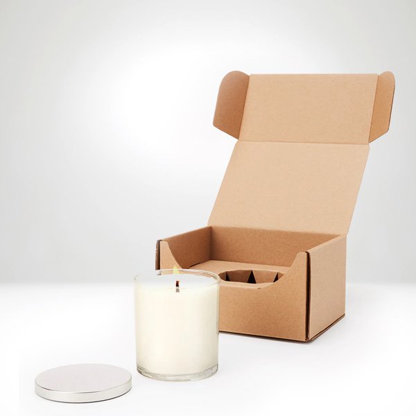 Custom brown kraft candle packaging box with insert